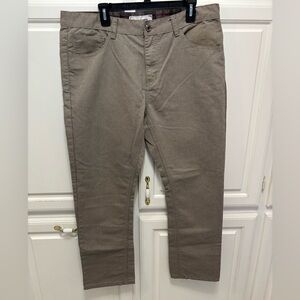 Ace Of Diamond Pinstripe Flat Front Casual Beige Pants Men’s Size 38X30